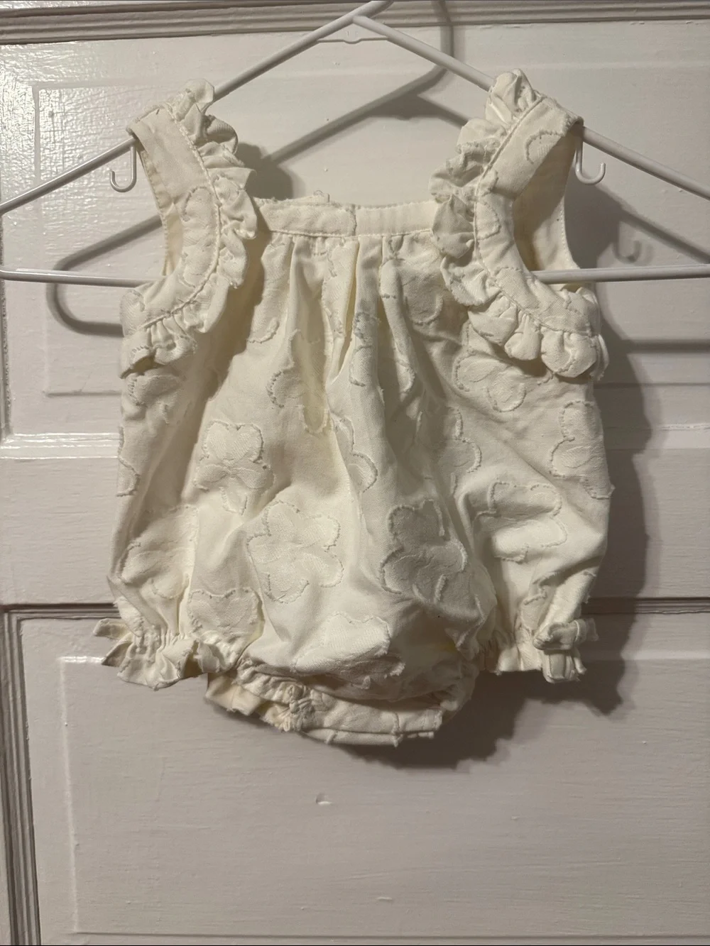 Haute Hippie Cream Floral Textured Baby Bubble Romper